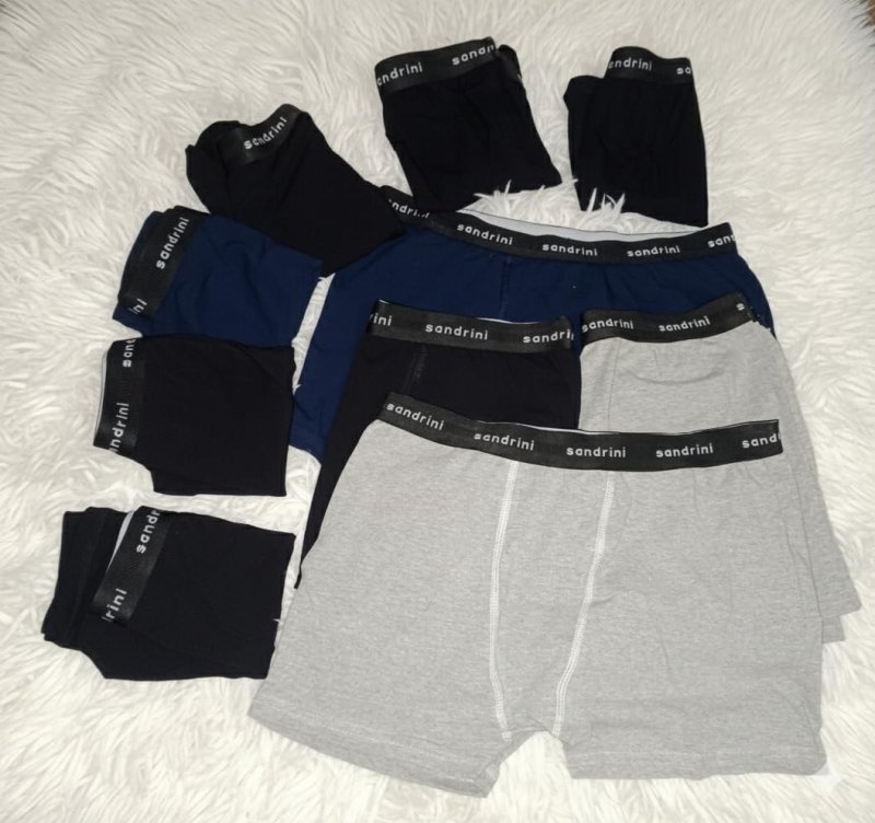 Kit 10 Cuecas Boxer Sandrini Masculinas Algodão Conforto