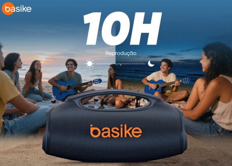 Astgn X Basike Caixa de Som Bluetooth Estéreo 80W Potente IPX6 TWS RGB
