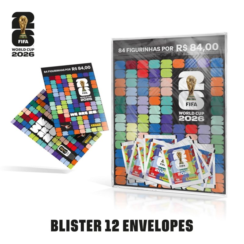 Kit 12 Envelopes de Figurinhas da Copa do Mundo da FIFA 2026 + Cartela