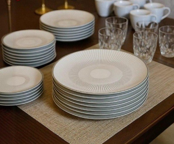 Aparelho De Jantar Tramontina Griz Porcelana Decorada 20 Peças