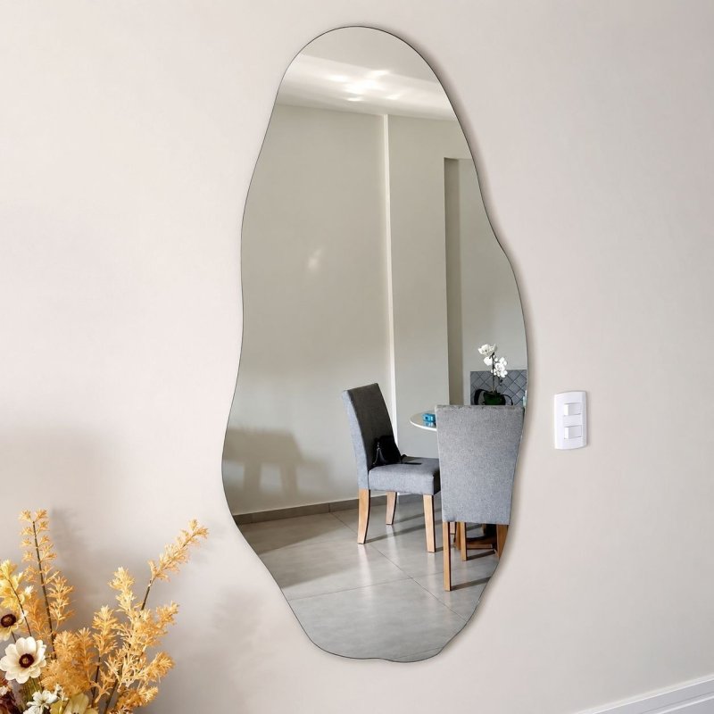 Espelho Orgânico Decoração Lapidado 70cm