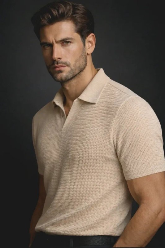 Camisa Polo Texturizada Sem Botão