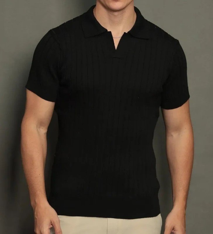 Camisa Polo Masculina Tricot Gola V Capri Casual Premium