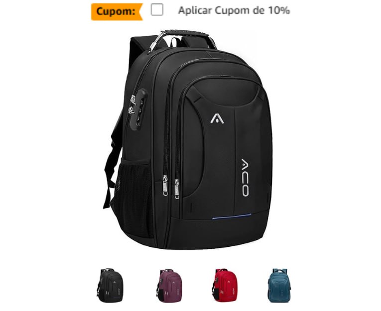 Mochila para Notebook Impermeável Antifurto USB e Fone