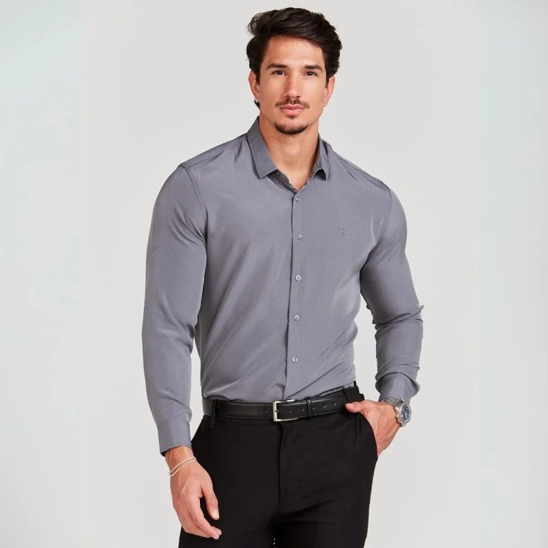 Camisa Social Masculina Manga Longa em 6 Cores