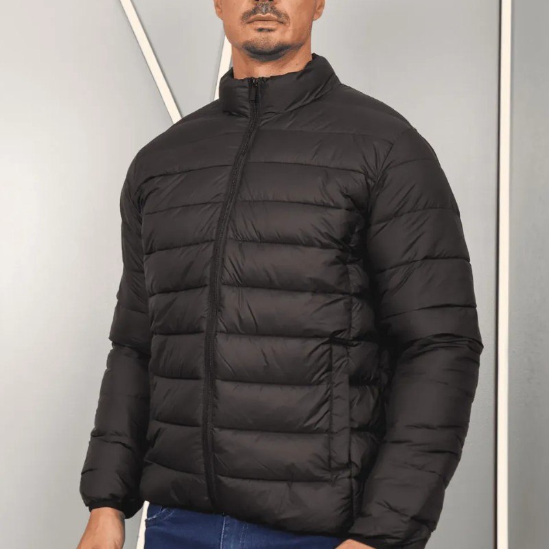 Jaqueta Masculina Gola Curta Impermeável Com Punho Elástico