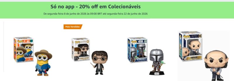 20% OFF em Funkos e Colecionáveis na Amazon