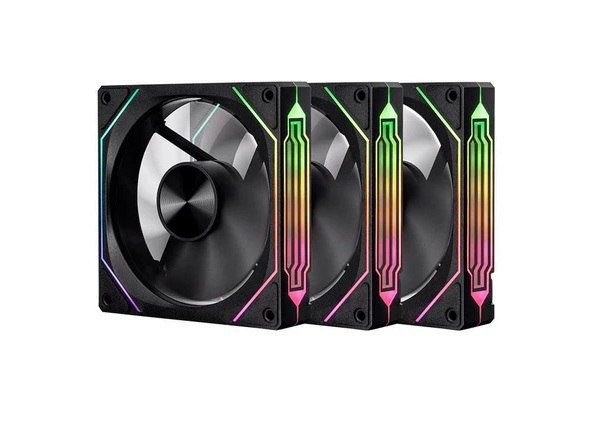 Kit Ventoinhas Pichau Ventus NX Reverse, ARGB, 3x120mm, Preto