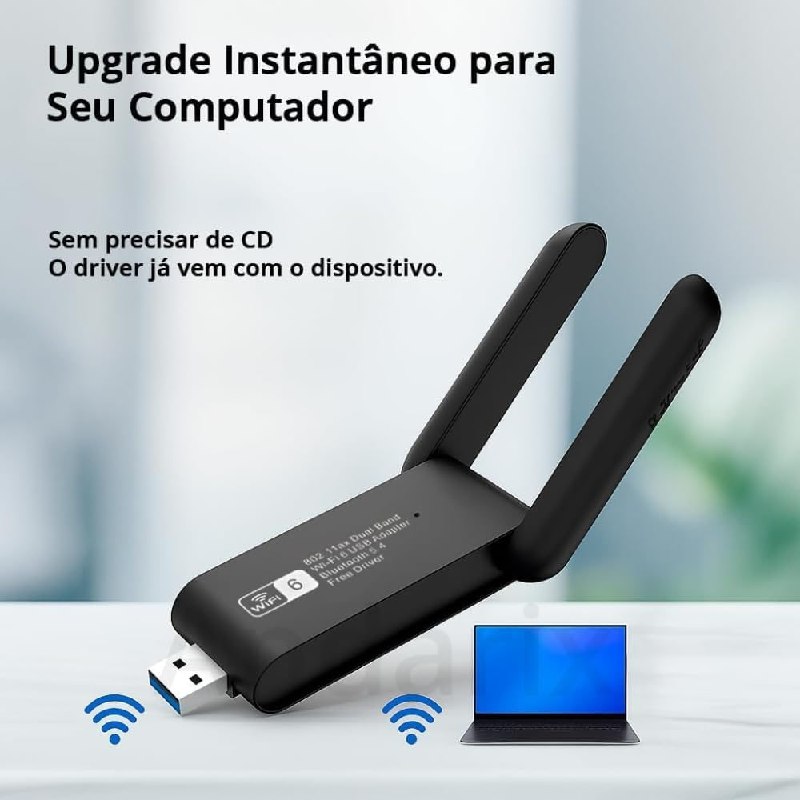 Adaptador WiFi USB Dual Band AC1300, 2.4GHz e 5GHz, 1300Mbps, Antena Dupla, Preto - Premium
