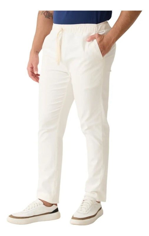 Calça Masculina Chino Cintura Em Elástico Básica Opus