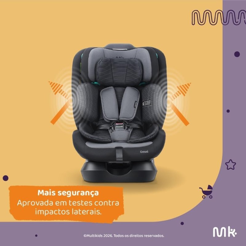 Multikids Cadeirinha Infantil Omni 0-36Kg - Preto e Cinza