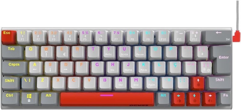 TECLADO MECÂNICO GAMER PCYES KUROMORI 60% WHITE GHOST - SWITCH BLUE