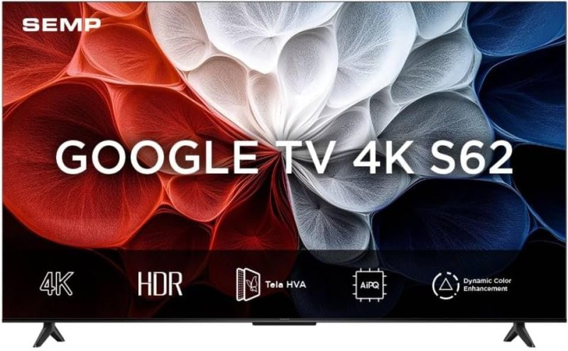 Semp Smart TV 4K UHD 55" com Google TV e Dolby Audio