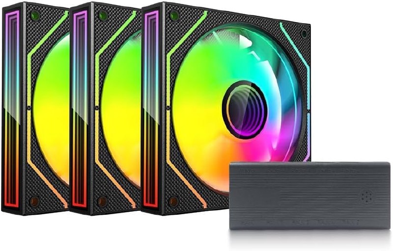 Kit Cooler Fan para Gabinete C3Tech Gaming F9-L660BKRGB Preto + Hub