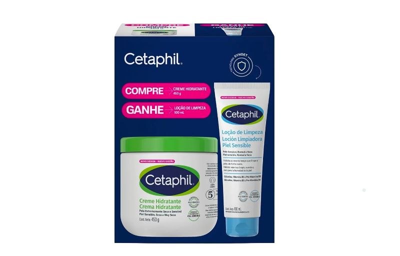 Kit Loção de limpeza 100ml e Creme Hidratante 453g Pele seca e Sensível Cetaphil
