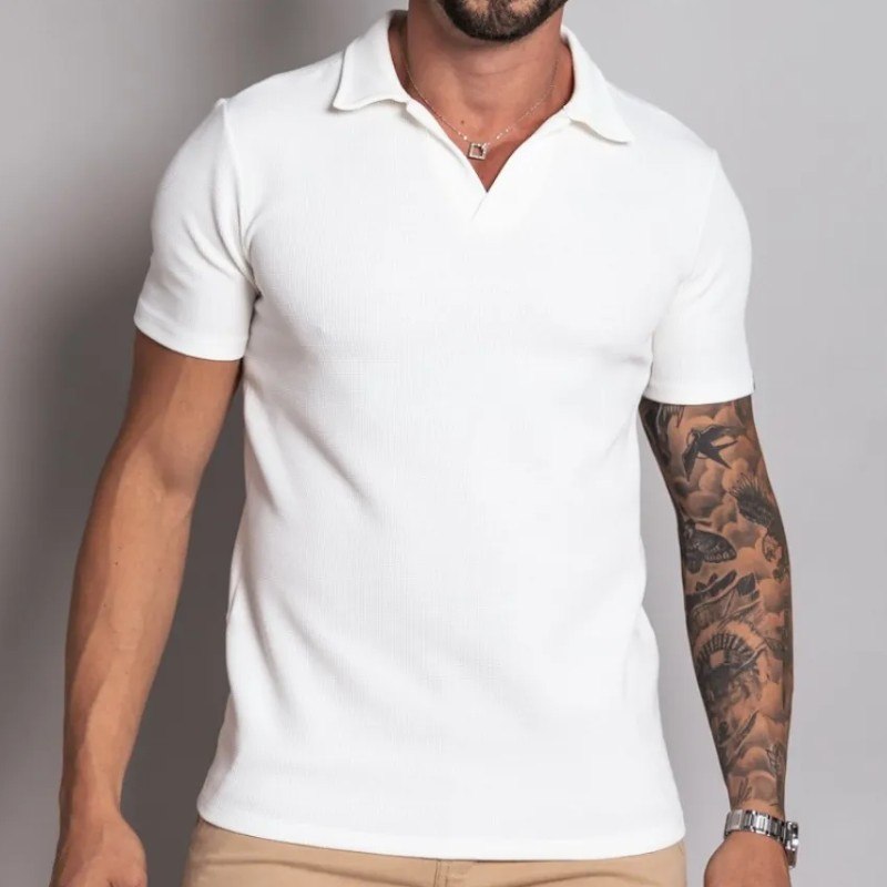 Polo Sem Botao Masculina Minimalista Com Tecido Texturizado