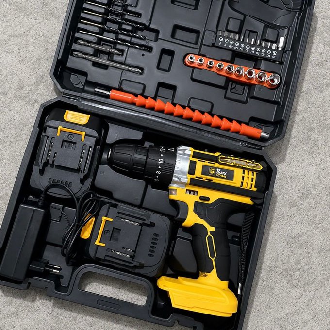 Parafusadeira Furadeira De Impacto The Black Tools Profissional TB-21PX com 2 Baterias
