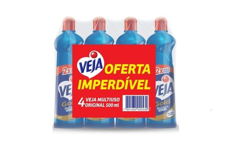 Kit com 4 Limpadores Veja Gold Multiuso Original 500ml