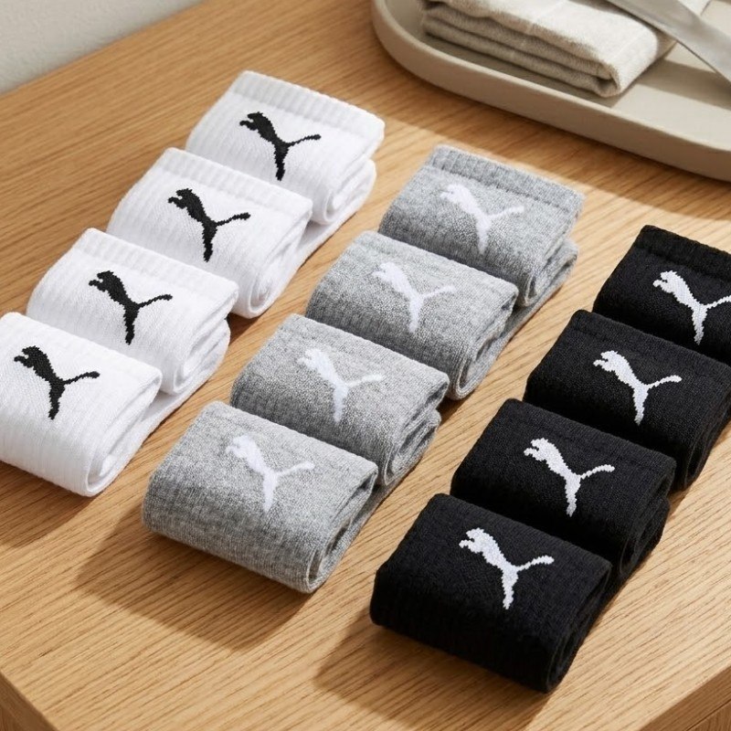 Kit 6 Pares Meias Puma Cano Médio Alto Atoalhada Original