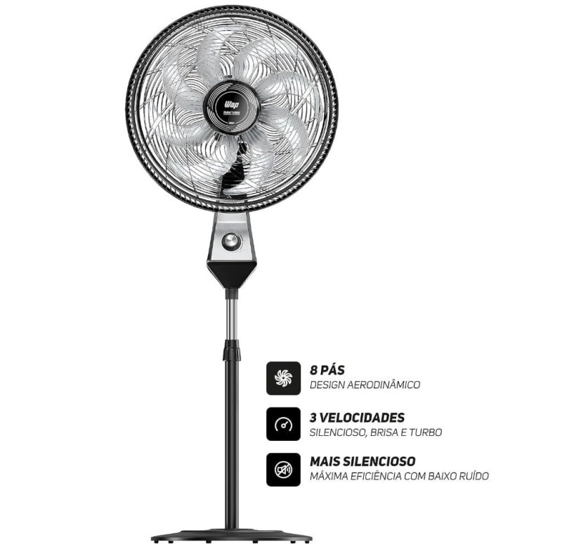 Ventilador Coluna 50cm 180w 8 Pás Silencioso Wap Flow Turbo Frequência 60 Hz