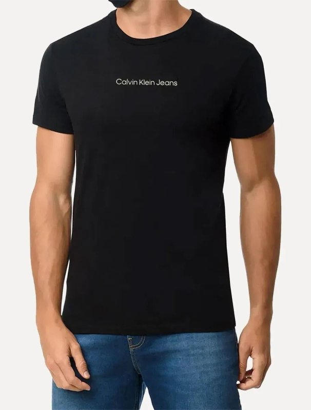 Camiseta Calvin Klein Jeans Institutional New Logo Preta Preta L/g