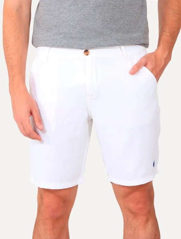 Bermuda Ralph Lauren Masculina Linho Navy Icon Branca