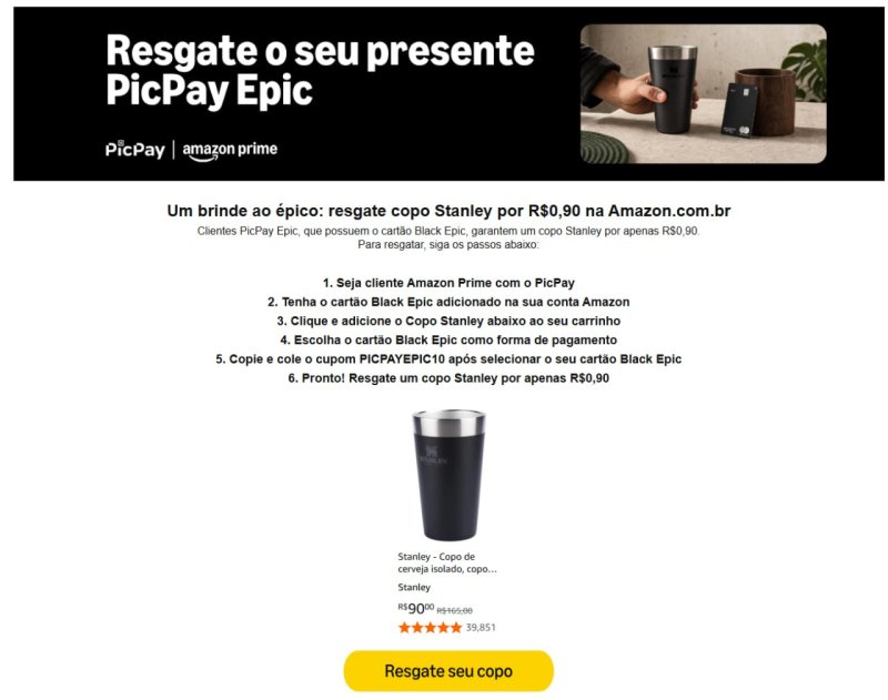 Copo Stanley por R$ 0,90
