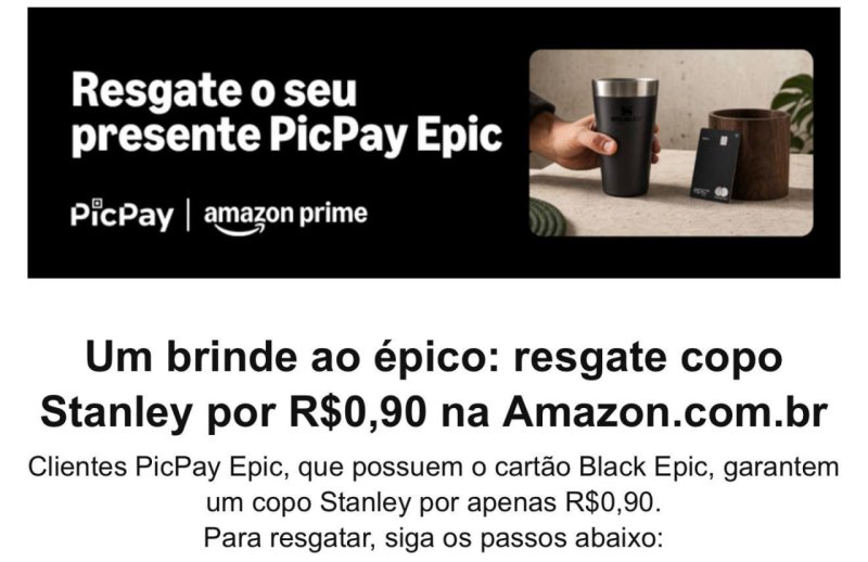 Copo Stanley por R$ 0,90 para clientes PicPay Epic