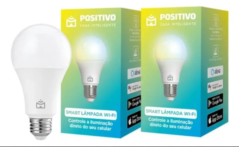 Kit 2 Lâmpadas Smart Wi-Fi Positivo Casa Inteligente 9W Bivolt