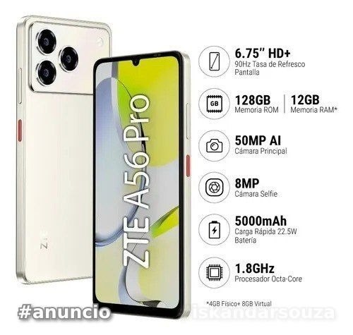 Celular Nubia ZTE Blade A56 Pro 4Gb Ram 128Gb Dourado