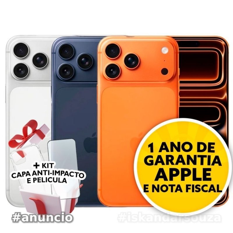 Celular iPhone 17 Pro e Pro Max 256GB 5G Dual e-Sim Lacrado Original 1 Ano De Garantia