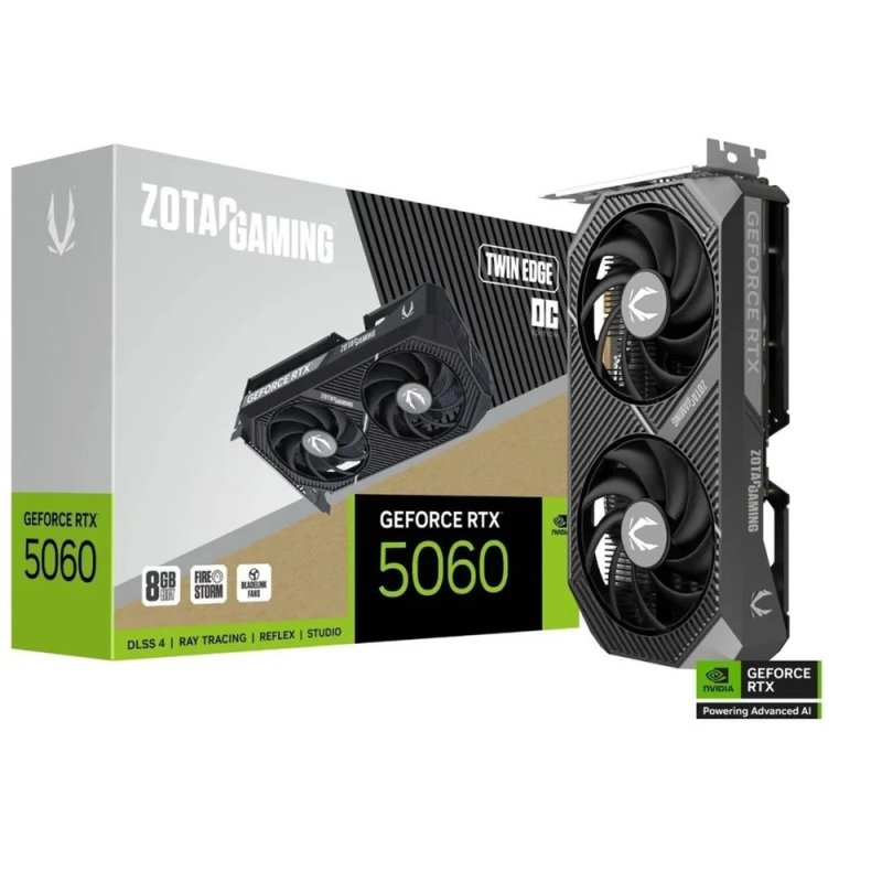 Placa de Vídeo Zotac Gaming Geforce RTX 5060 8GB 128BITS GDDR7 Twin Edge OC