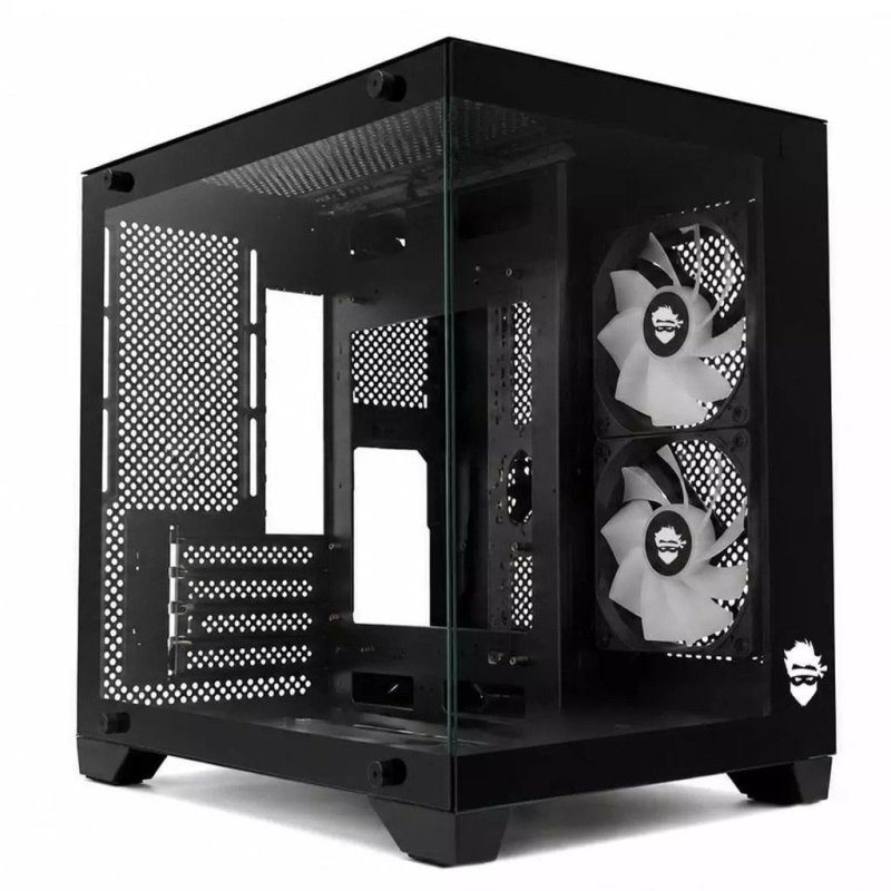 Gabinete Gamer Ninja Akyra X2, Mid Tower, Vidro Temperado, M-ATX, Com 2 Fans, Sem Fonte, Preto