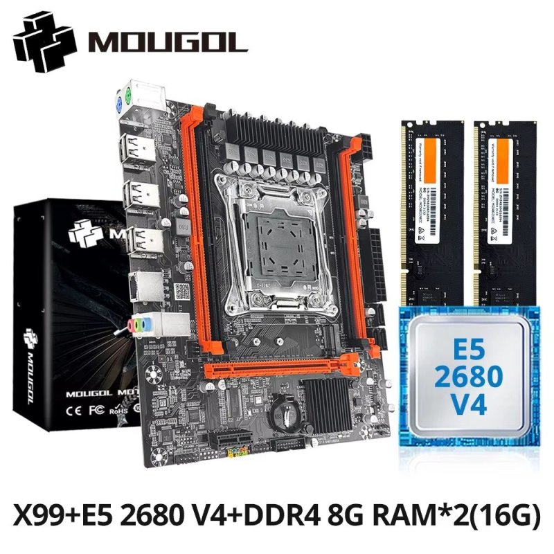Kit X99 placa-mãe Mougol X99 + Xeon E5 2680 V4