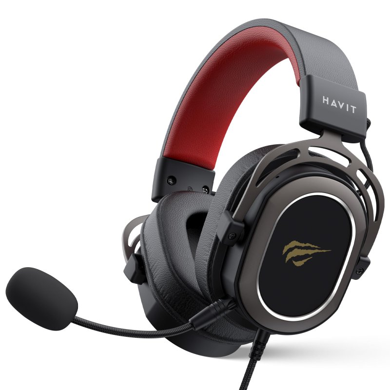 Havit Fone de Ouvido Headset H2008d com Microfone, Preto e Vermelho