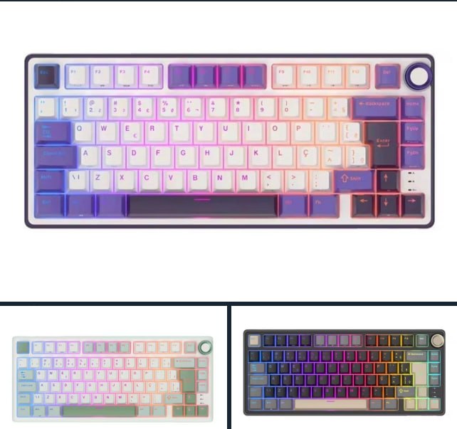 Teclado Mecânico RKR75 Royal Kludge ABNT 75% Gasket RGB Retroiluminado com Fio
