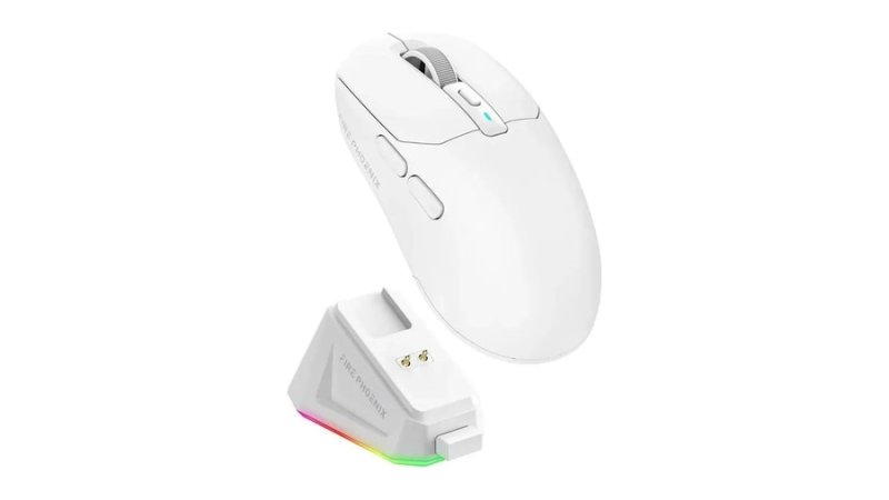 Mouse Gamer Sem Fio Fire Phoenix 24000dpi Paw3311 Branco