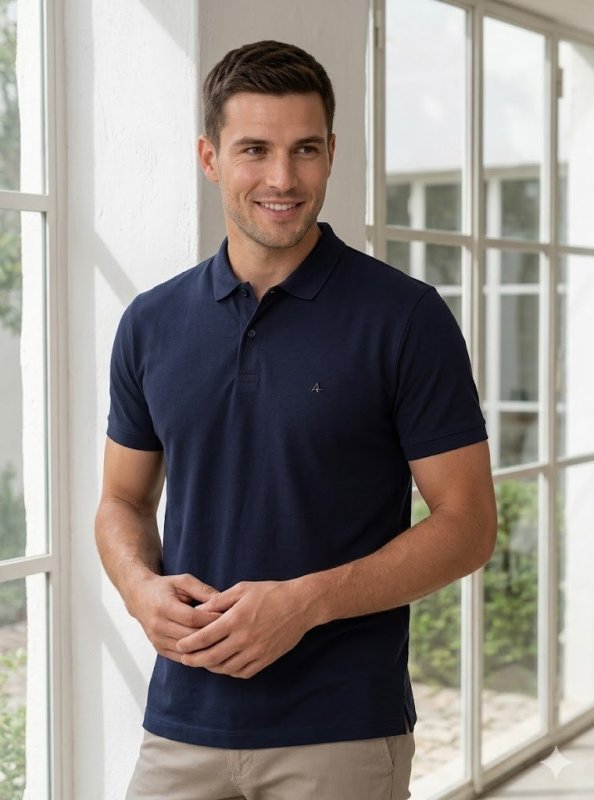 Camiseta Polo Aramis Masculina Basic Piquet Marinho