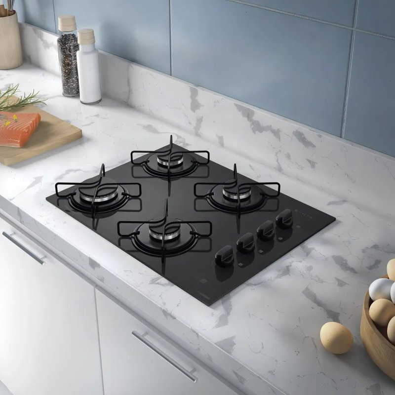 Atlas Agile Up Cooktop 4 Bocas Vidro - Mega Chama Bivolt