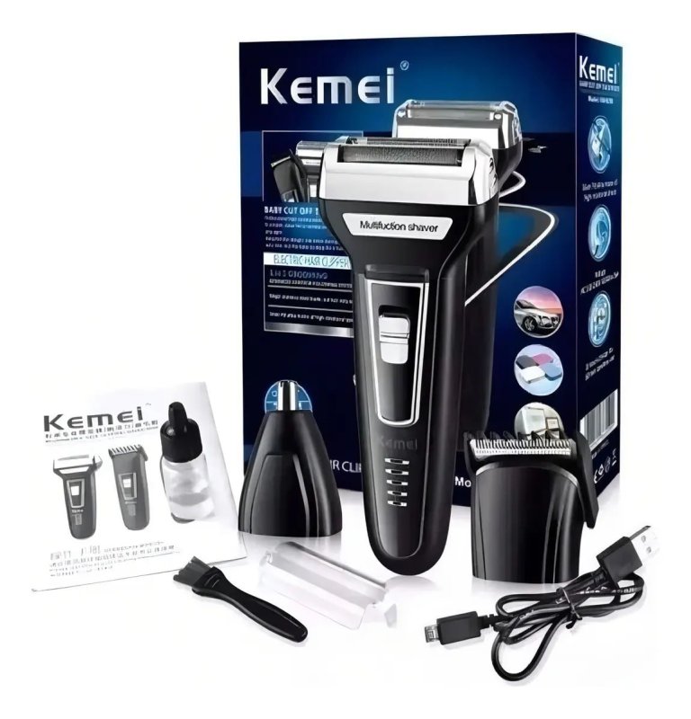 Barbeador e Cortador de Cabelo 3 em 1 Kemei