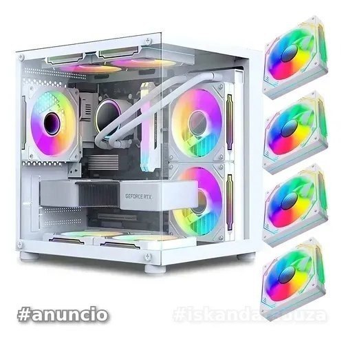 Gabinete Gamer Aquário Em Vidro Com 4 Fans Rgb Gb1797 Cor Branco