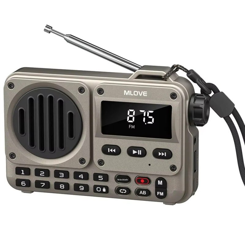 MLOVE Caixa de Som Bluetooth Portátil com Rádio FM, MP3, USB/TF, AUX e Antena Integrada