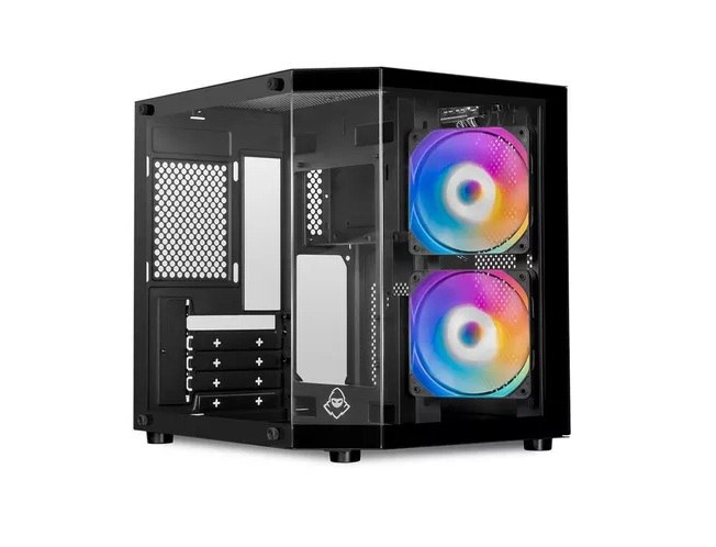 Gabinete Gamer Aquário Mancer CV700M, Mini-Tower Lateral de Vidro Com 2 Fans Preto