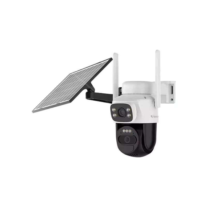 Câmera de Segurança WiFi Solar Dual Lente PTZ 270° IP66 com Visão Noturna Colorida, Detecção PIR e Rastreamento Inteligente