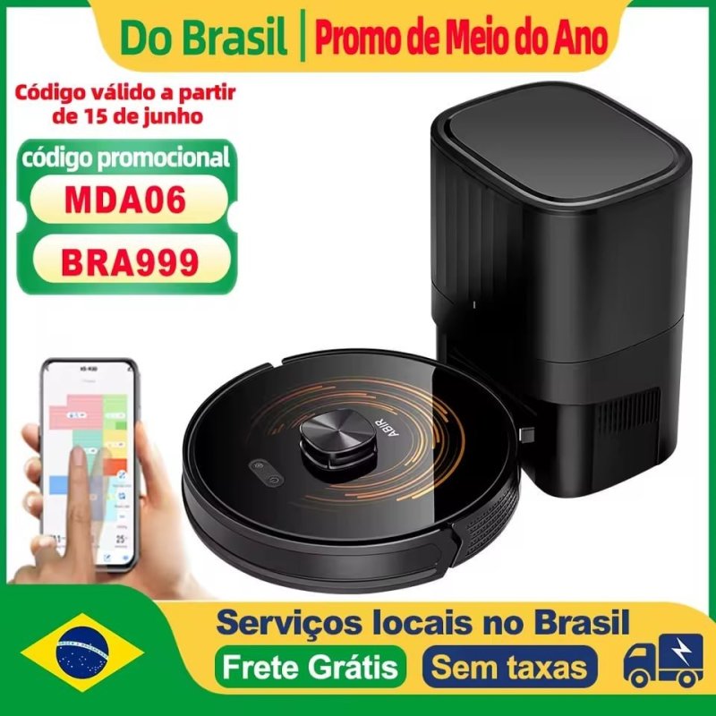 Robô Aspirador de Pó Abir K30 Base Autolimpante Laser duplo, sensores TOF, Luz UV