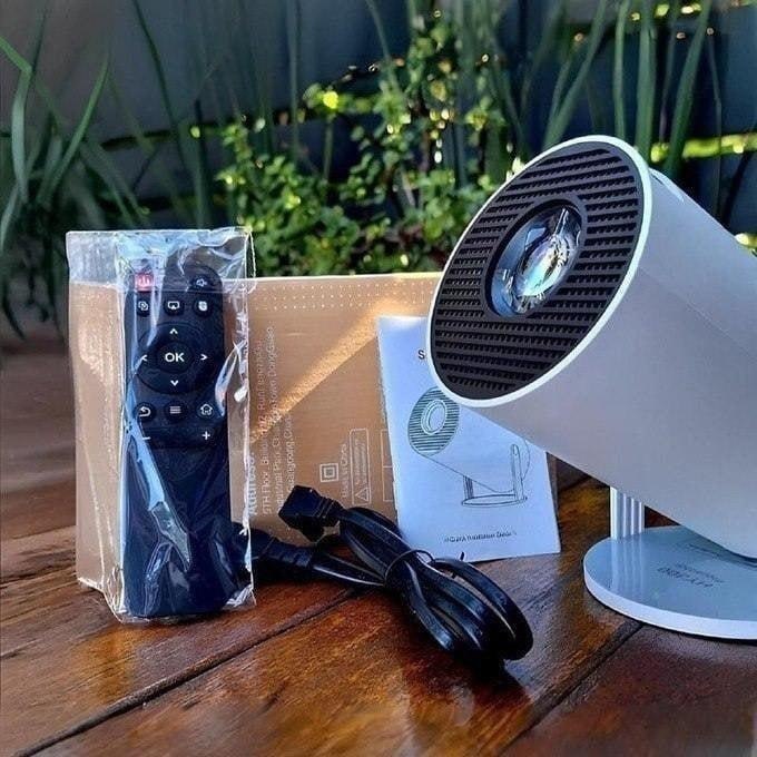 Projetor Hy300 4K 1080p WiFi 6 Android 11 Portátil Branco