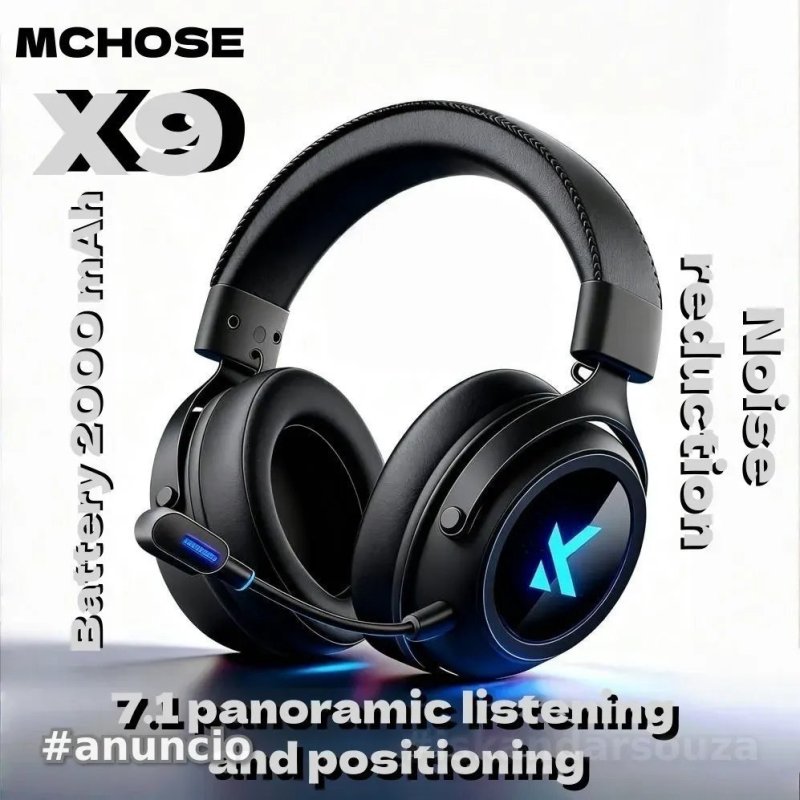 Mchose x9 Headset Sem Fio, Drivers 53mm, 2000mAh