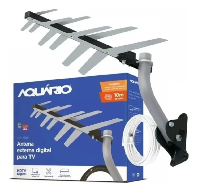 Aquário DTV-1500 - Antena Externa Digital + Acessórios