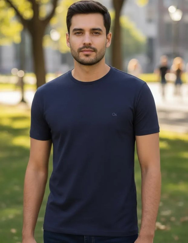 Ogochi Camiseta Masculina Básica Slim Algodão - Várias Cores