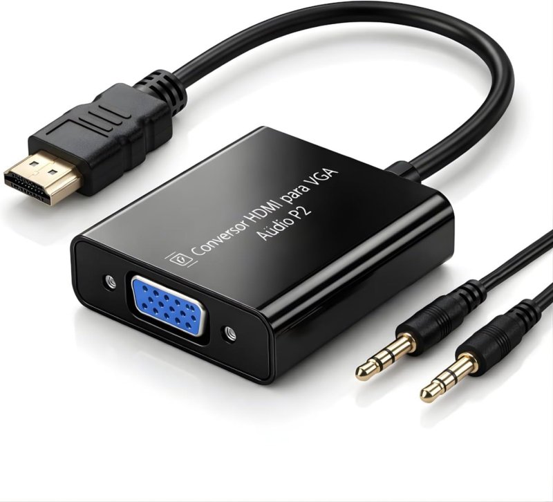 Conversor HDMI para VGA com Áudio P2